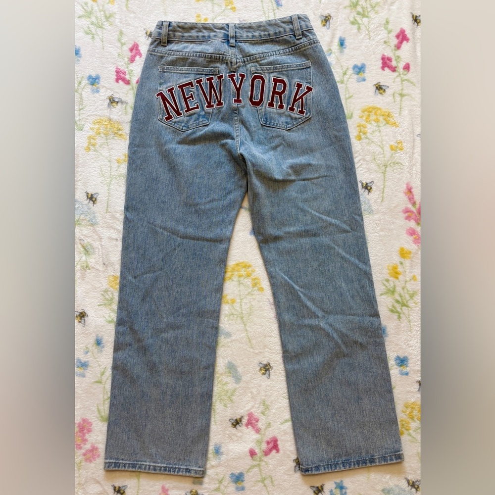 New York embroidered jeans